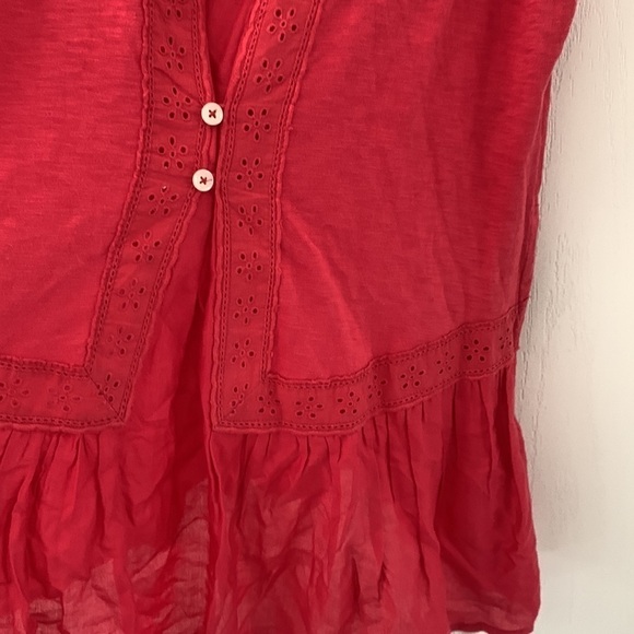 Meadow Rue Tank Top‎ size small eyelet top peplum pink red - Picture 11 of 14